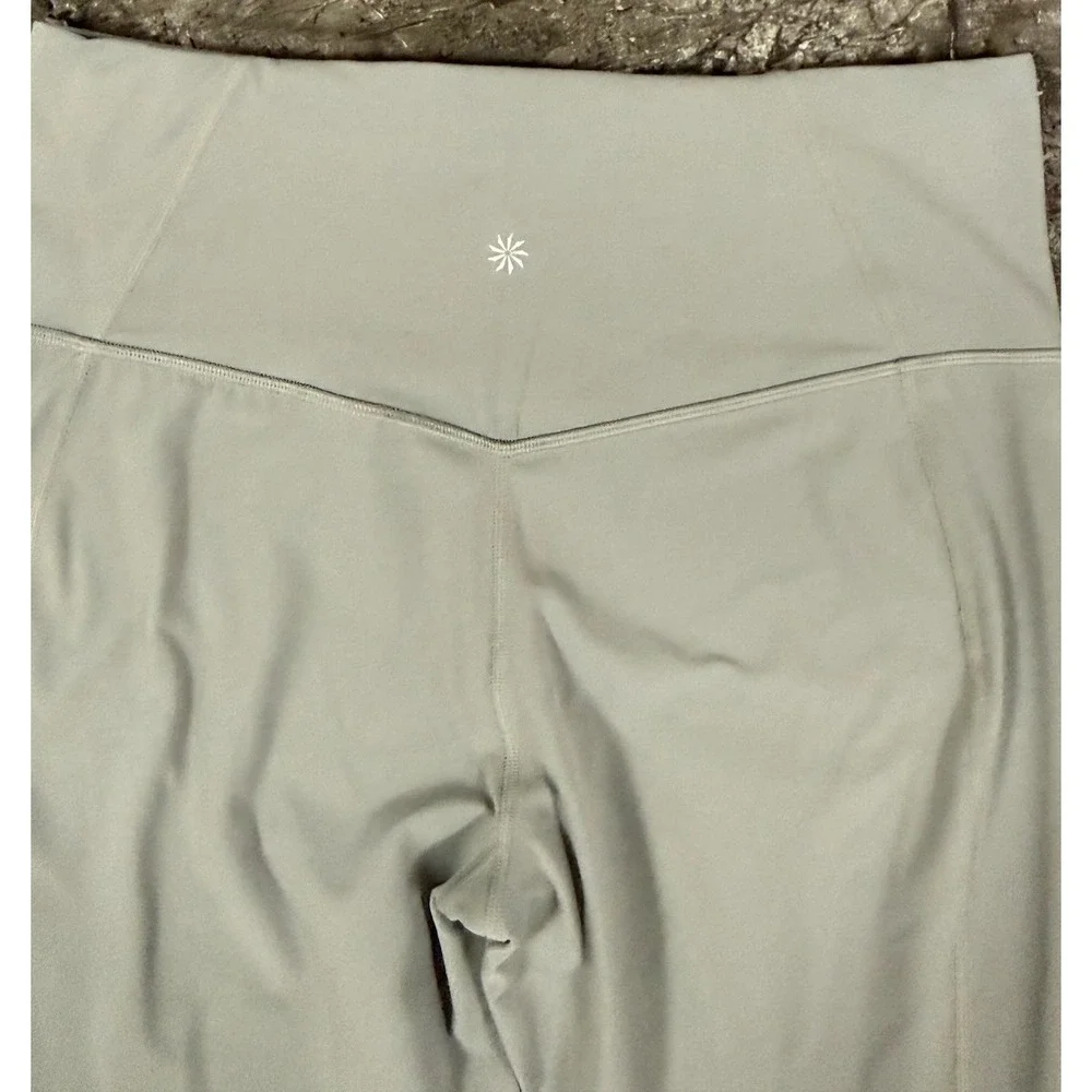 Athleta Elation Split Slim Flare Buttery Soft Yoga Pants Hi Rise Lt Gray Sz L